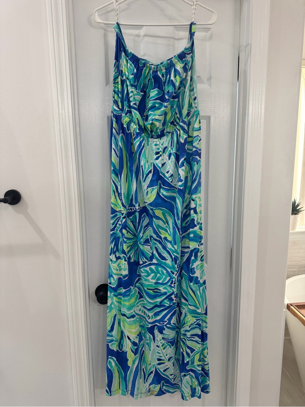 Lilly Pulitzer Blue, Teal & Green Floral Maxi Dress